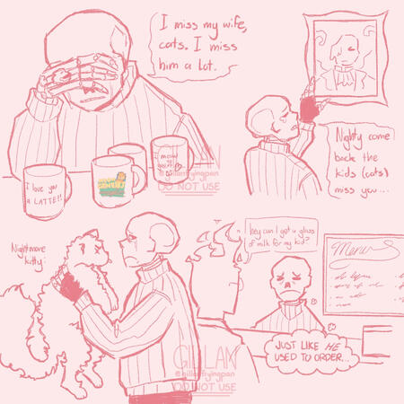 "Ccino post-divorce" || sketch page illustration, $40 USD