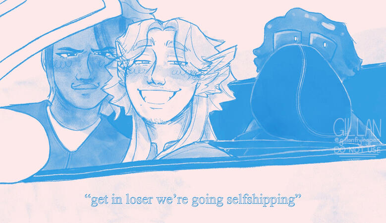 "selfshipping" || meme photo redraw monotone illustration, $25 USD