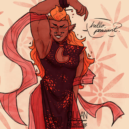 "Red for Kyri" || full body full illustration simple background, $35 USD